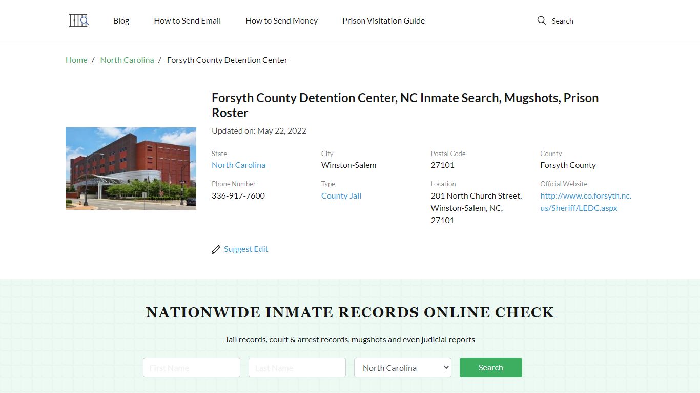 Forsyth County Detention Center, NC Inmate Search ...