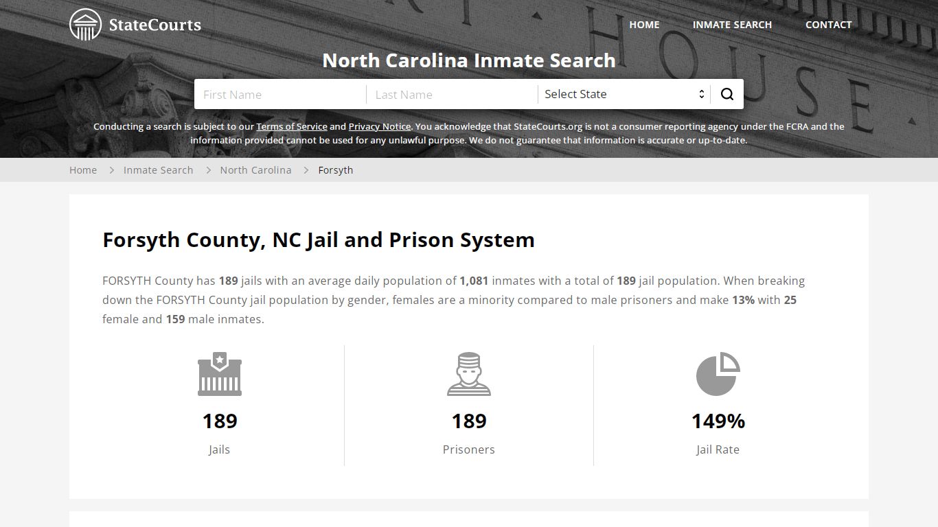 Forsyth County, NC Inmate Search - StateCourts